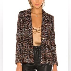 Amanda Uprichard Aldridge Blazer Lyra Tweed Single Gold Button Closure